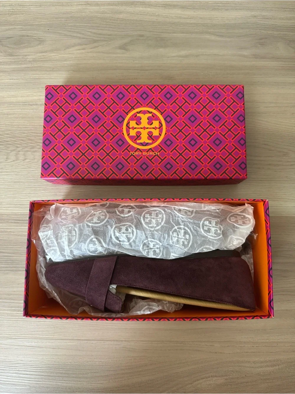 NIB Tory Burch Marsden Smoking Slipper in Malbec